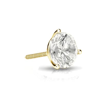 Auriya 1/4ctw Round SINGLE STUD (1) Diamond Earring 14k Gold 3-Prong Martini