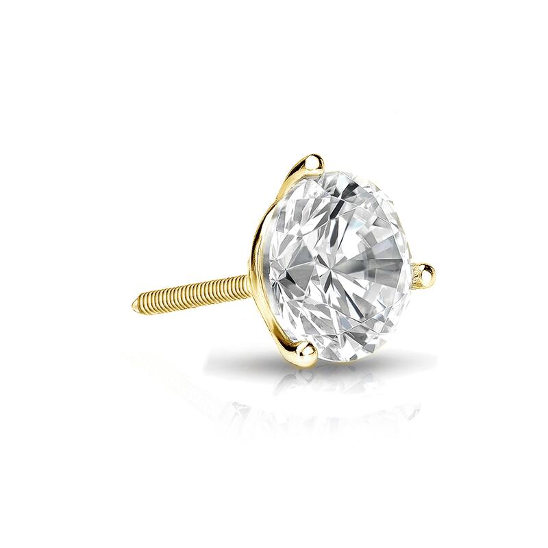 Auriya 1/4ctw 3-Prong Martini Round Diamond SINGLE STUD (1) Earring 14k Gold
