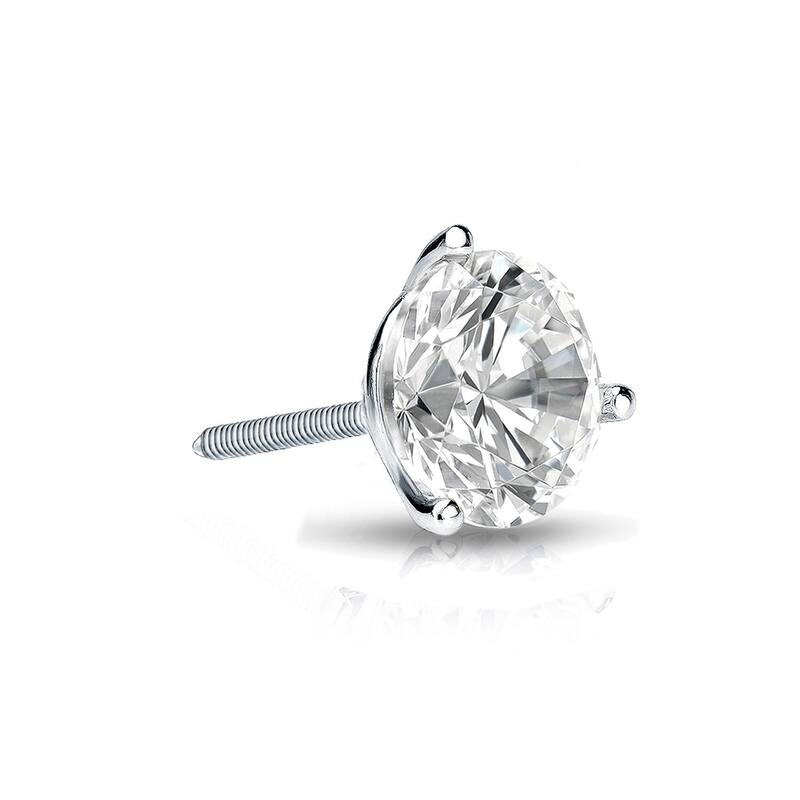 Auriya 1/4ctw 3-Prong Martini Round Diamond SINGLE STUD (1) Earring 14k Gold - White