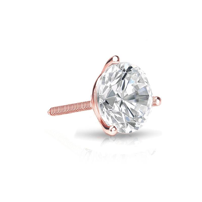 Auriya 14k Gold 1/3ct TDW Round SINGLE STUD (1) Diamond Earring - Rose