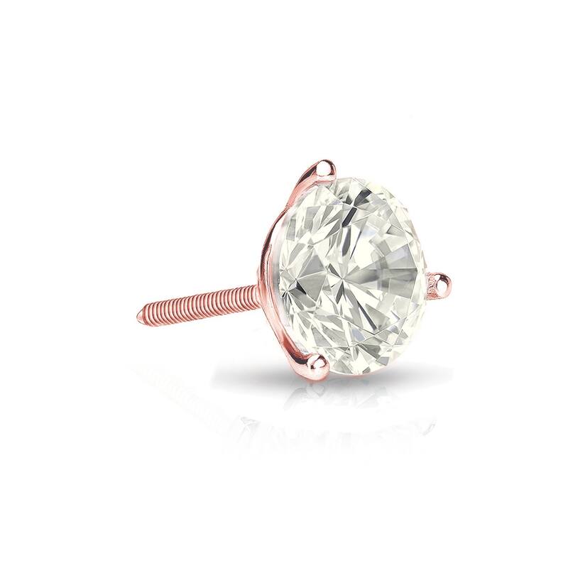 Auriya 14k Gold 1/4ct TDW Round SINGLE STUD (1) Diamond Earring - Rose