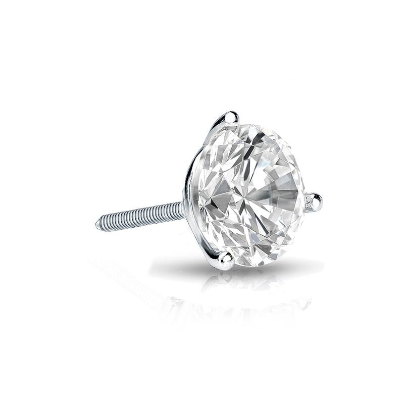 14k Gold 1/3ct TDW Round SINGLE STUD (1) Diamond Earring - White