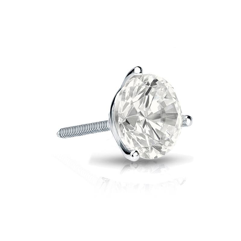 Auriya 14k Gold 1/3ct TDW Round SINGLE STUD (1) Diamond Earring - White