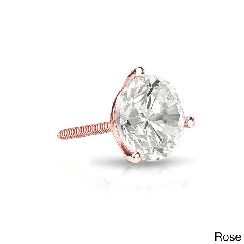 Auriya 14k Gold 1/3ct TDW Round SINGLE STUD (1) Diamond Earring - Rose