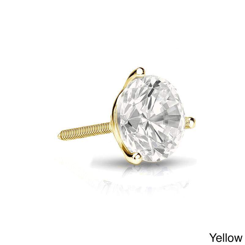Auriya 14k Gold 1/3ct TDW Round SINGLE STUD (1) Diamond Earring - Yellow