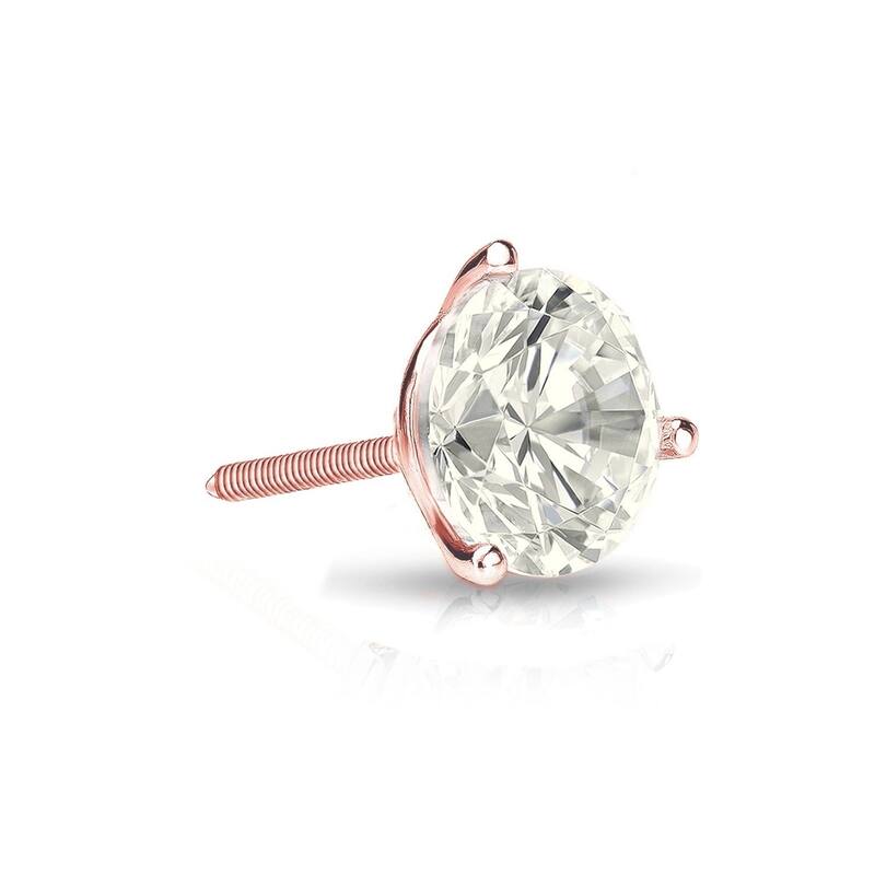 Auriya 1/3ctw 3-Prong Martini Round Diamond SINGLE STUD (1) Earring 14k Gold - Rose