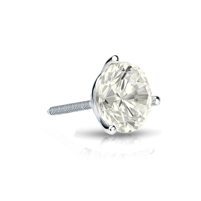 Auriya 1/3ctw 3-Prong Martini Round Diamond SINGLE STUD (1) Earring 14k Gold - White