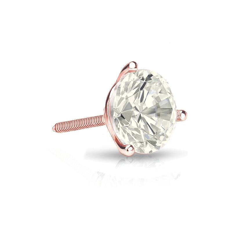Auriya 1/2ctw 3-Prong Martini Round Diamond SINGLE STUD (1) Earring 14k Gold - Rose