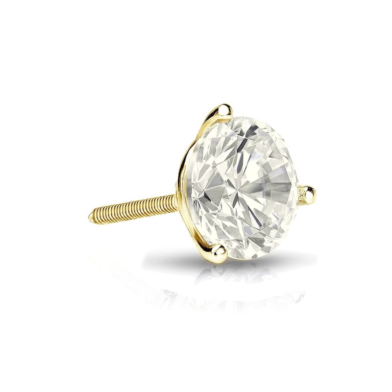 Auriya 1/2ctw 3-Prong Martini Round Diamond SINGLE STUD (1) Earring 14k Gold - Yellow