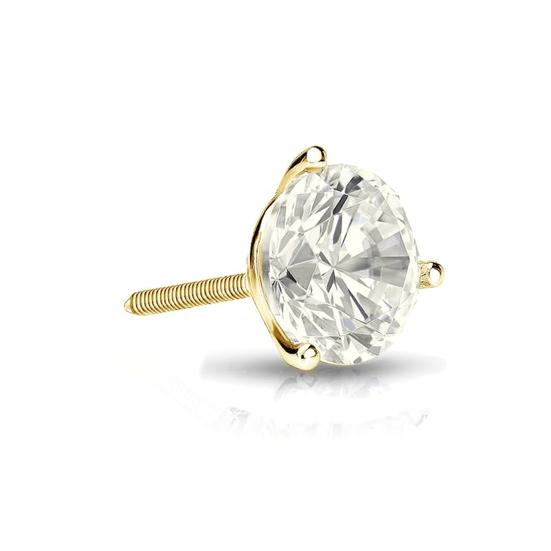 Auriya 1/2ctw 3-Prong Martini Round Diamond SINGLE STUD (1) Earring 14k Gold