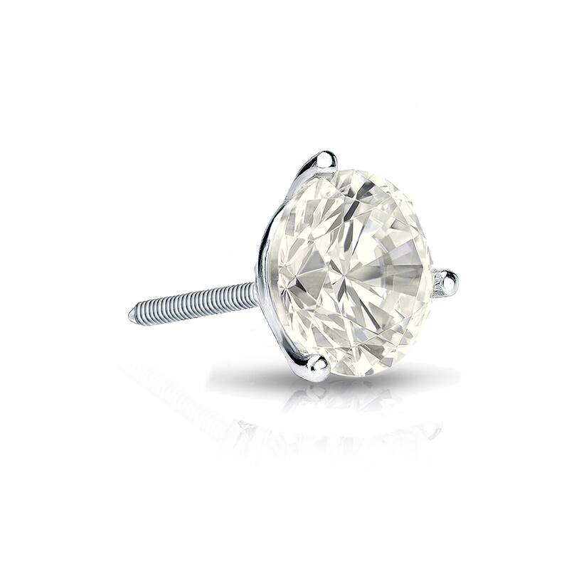 Auriya 1/2ctw 3-Prong Martini Round Diamond SINGLE STUD (1) Earring 14k Gold - White