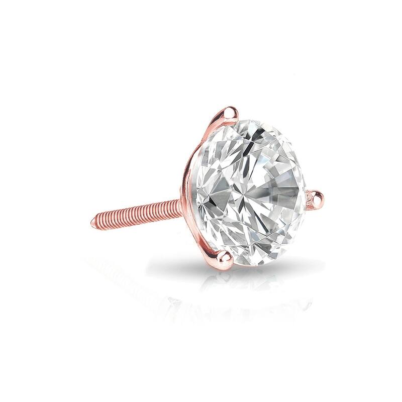 Auriya 14k Gold 1/2ct TDW Round SINGLE STUD (1) Diamond Earring - Rose
