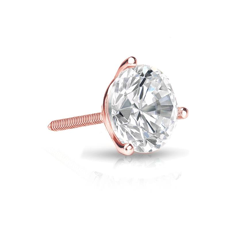 Auriya 14k Gold 3/4ct TDW Round SINGLE STUD (1) Diamond Earring - Rose