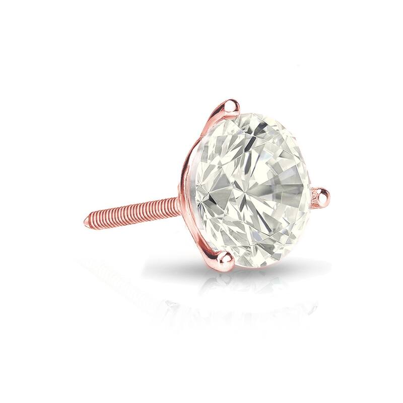 Auriya 14k Gold 3/4ct TDW Round SINGLE STUD (1) Diamond Earring - Rose