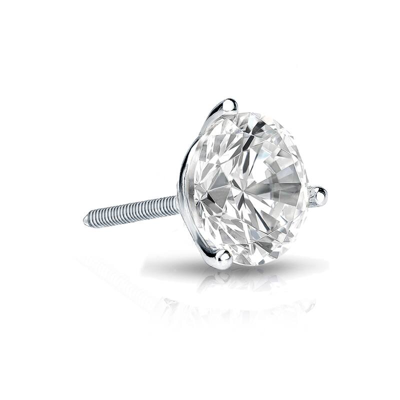 Auriya 14k Gold 3/4ct TDW Round SINGLE STUD (1) Diamond Earring - White