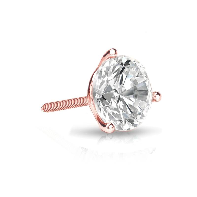 Auriya 14k Gold 3/4ct TDW Round SINGLE STUD (1) Diamond Earring - Rose