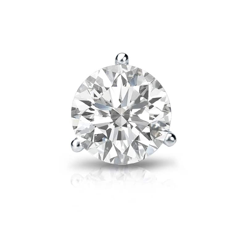Auriya 1ctw 3-Prong Martini Round Diamond SINGLE STUD (1) Earring 14k Gold