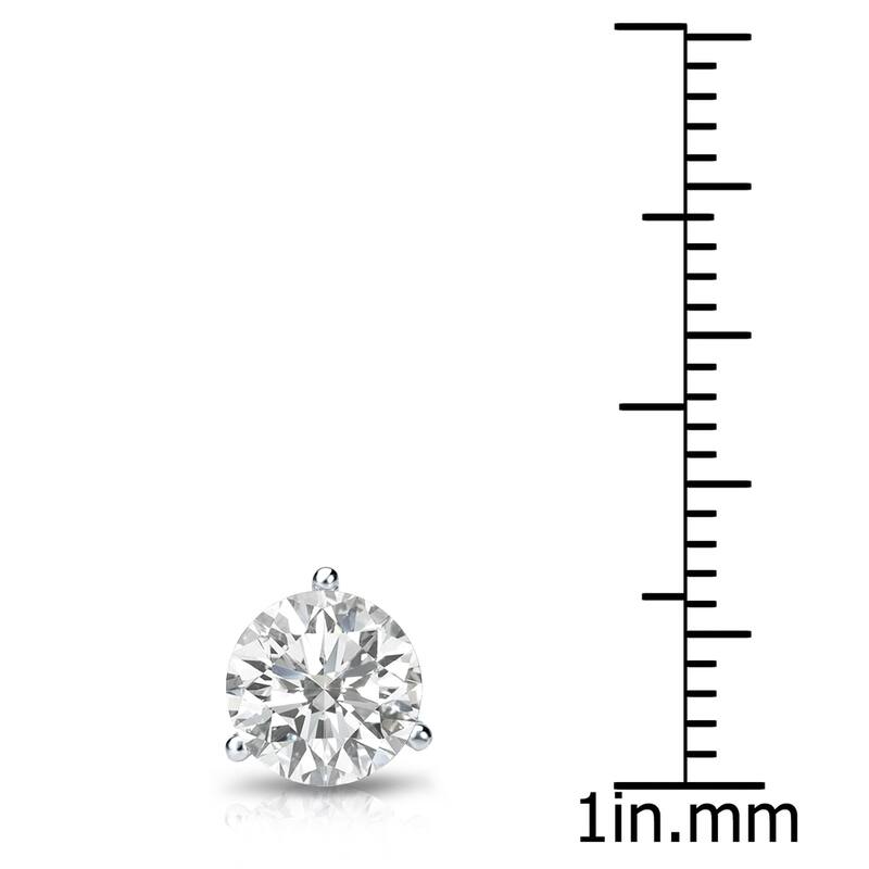 Auriya 1ctw 3-Prong Martini Round Diamond SINGLE STUD (1) Earring 14k Gold