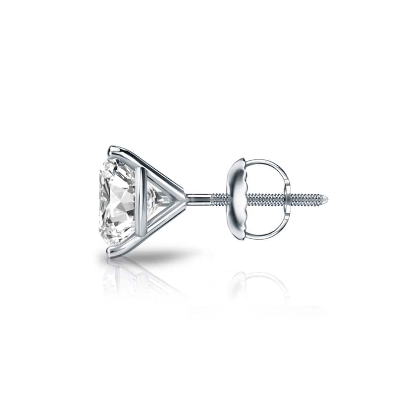 Auriya 1ctw 3-Prong Martini Round Diamond SINGLE STUD (1) Earring 14k Gold