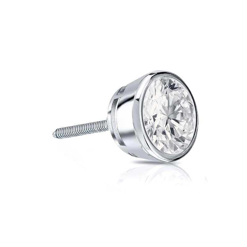 Auriya 1/4ctw Round SINGLE STUD (1) Diamond Earring 14k Gold Bezel-set