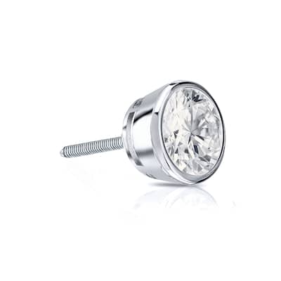 Auriya 1/4ctw Round SINGLE STUD (1) Diamond Earring 14k Gold Bezel-set