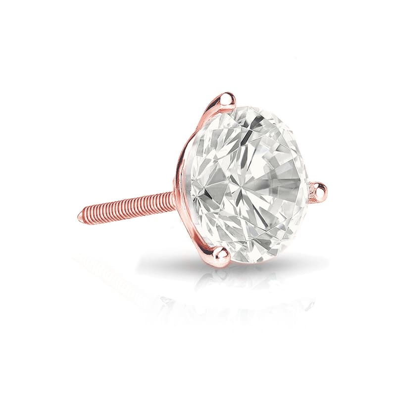 Auriya 14k Gold 1ct TDW Round SINGLE STUD (1) Diamond Earring - Rose