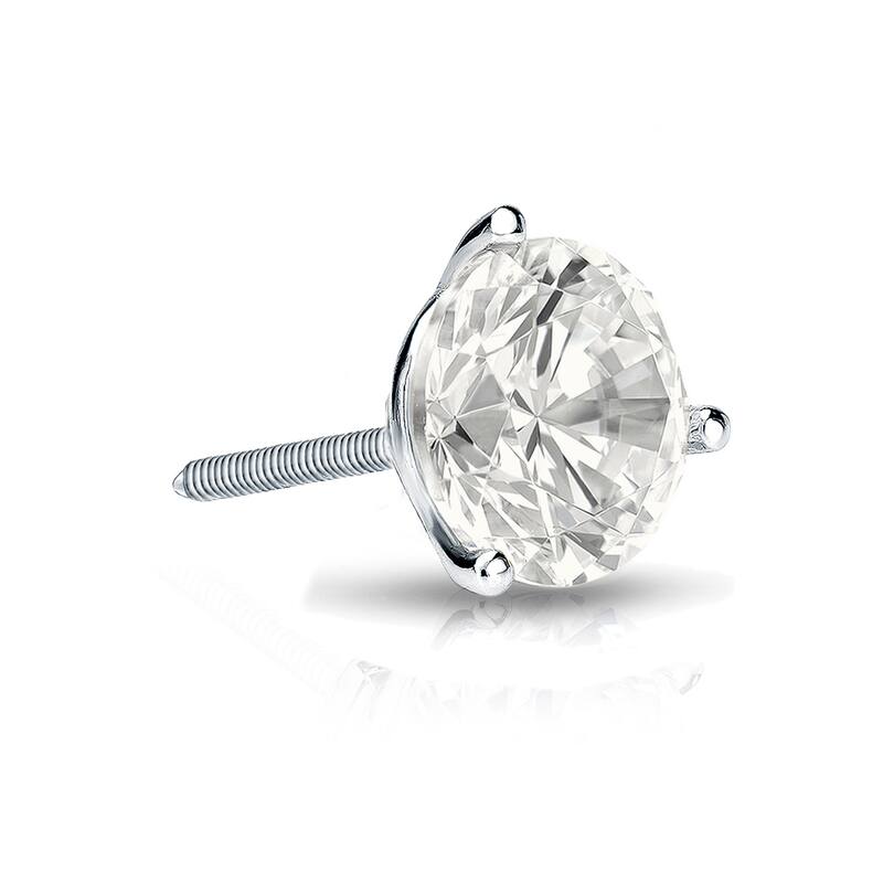 Auriya 14k Gold 1ct TDW Round SINGLE STUD (1) Diamond Earring - White