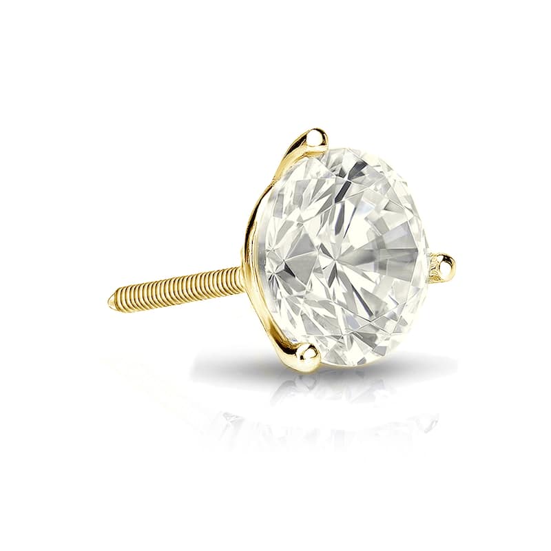 Auriya 14k Gold 1ct TDW Round SINGLE STUD (1) Diamond Earring - Yellow