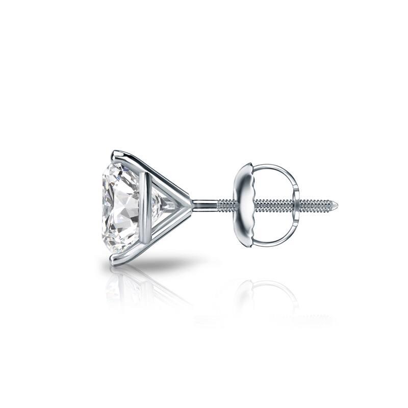 Auriya 1ctw 3-Prong Martini Round Diamond SINGLE STUD (1) Earring 14k Gold
