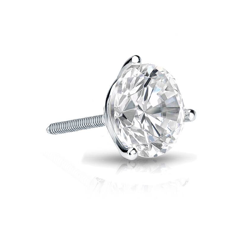 Auriya 1ctw 3-Prong Martini Round Diamond SINGLE STUD (1) Earring 14k Gold