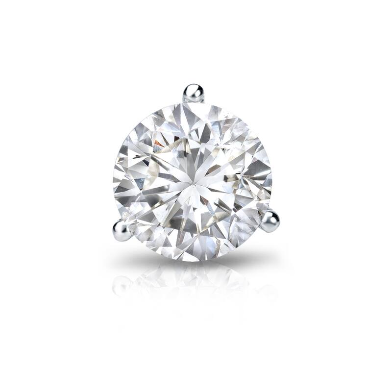 Auriya 1ctw 3-Prong Martini Round Diamond SINGLE STUD (1) Earring 14k Gold