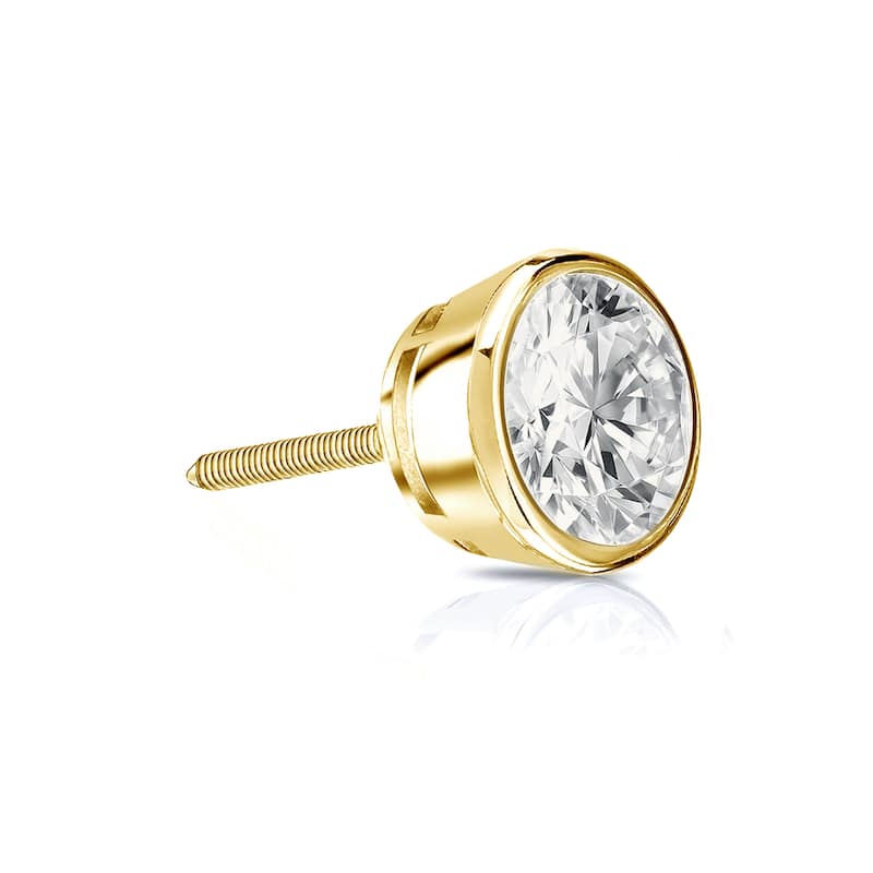 Auriya 14k Gold 1/4ct TDW Round Bezel Set SINGLE STUD (1) Diamond Earring