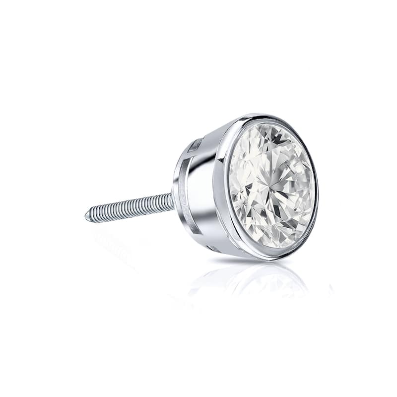 Auriya 14k Gold 1/4ct TDW Round Bezel Set SINGLE STUD (1) Diamond Earring