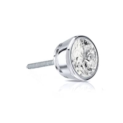Auriya 14k Gold 1/4ct TDW Round Bezel Set SINGLE STUD (1) Diamond Earring