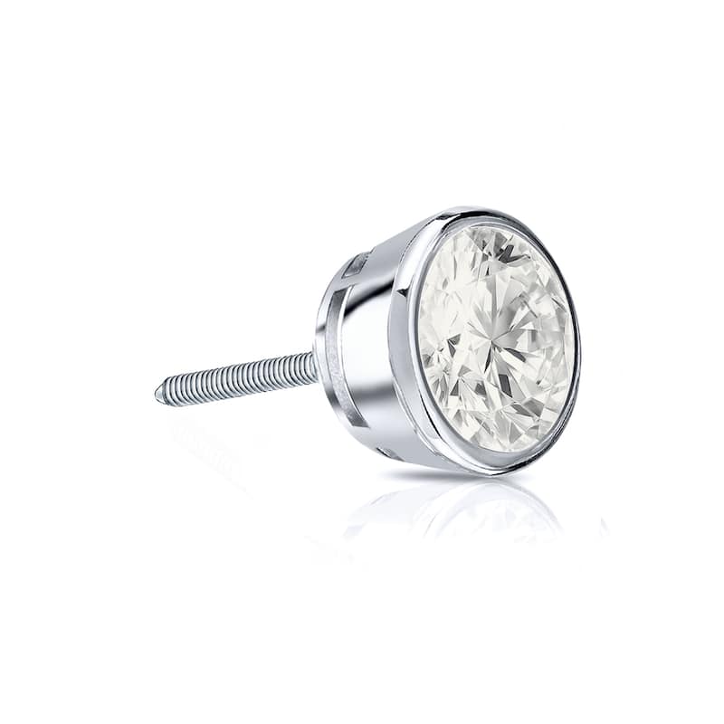 Auriya 1/4ctw Round SINGLE STUD (1) Diamond Earring 14k Gold Bezel-set