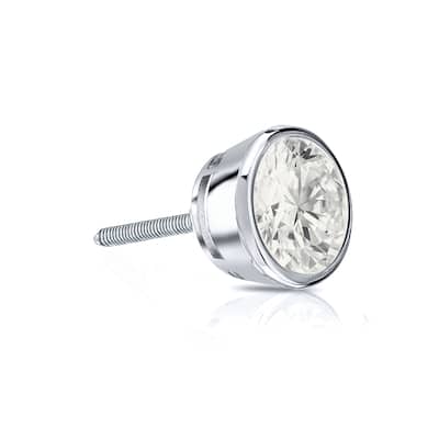 Auriya 1/4ctw Round SINGLE STUD (1) Diamond Earring 14k Gold Bezel-set