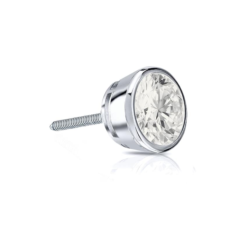 Auriya 1/4ctw Round SINGLE STUD (1) Diamond Earring 14k Gold Bezel-set - White