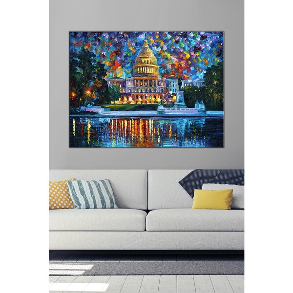 Capitol At Night Washington Washington DC Print On Canvas By Leonid Afremov