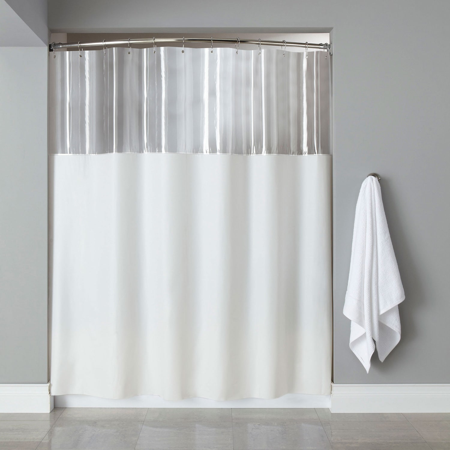 Shop Extra Long Mildew Resistant Clear White Shower Curtain On