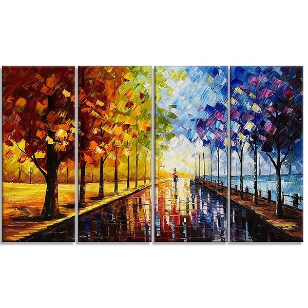 Shop Hand Painted Landscape Trees A Walk Through Color 48x28 4