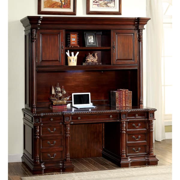 Shop Furniture Of America Wiss Cherry 2 Piece Credenza Desk And