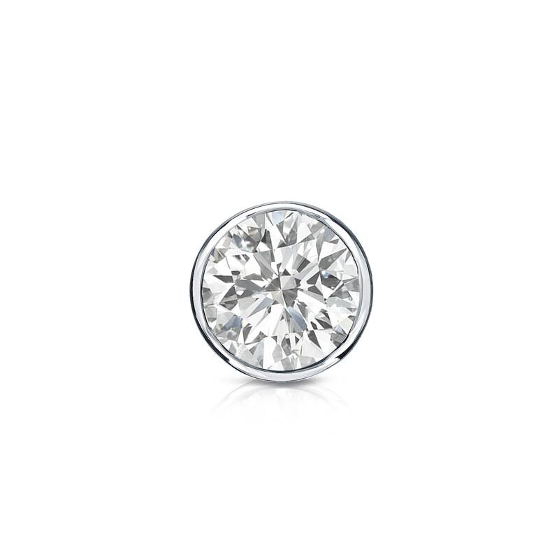 Auriya 14k Gold 1/3ct TDW Round Bezel Set SINGLE STUD (1) Diamond Earring