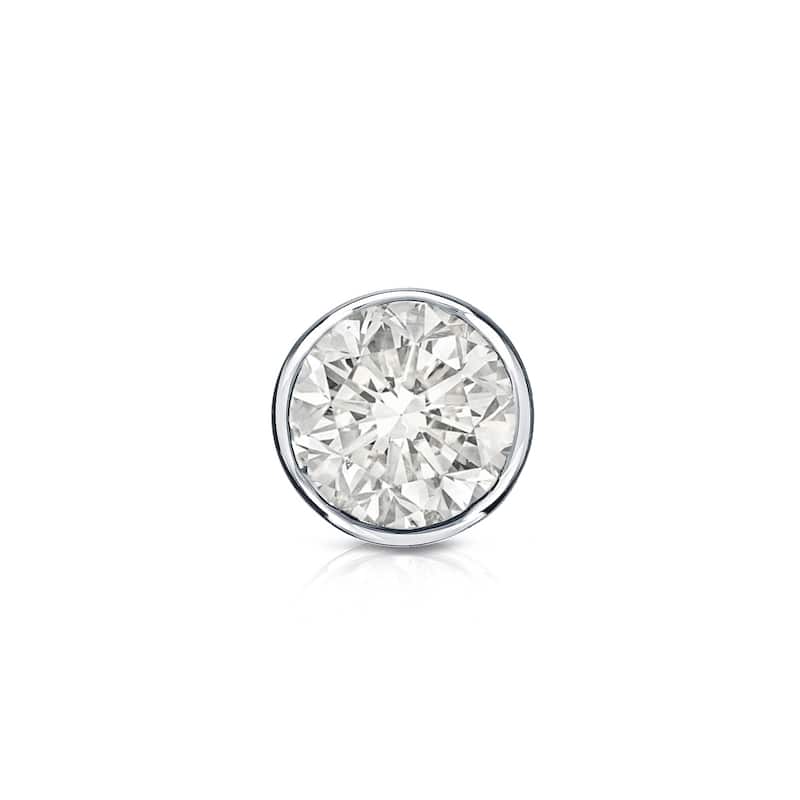 Auriya 14k Gold 1/3ct TDW Round Bezel Set SINGLE STUD (1) Diamond Earring