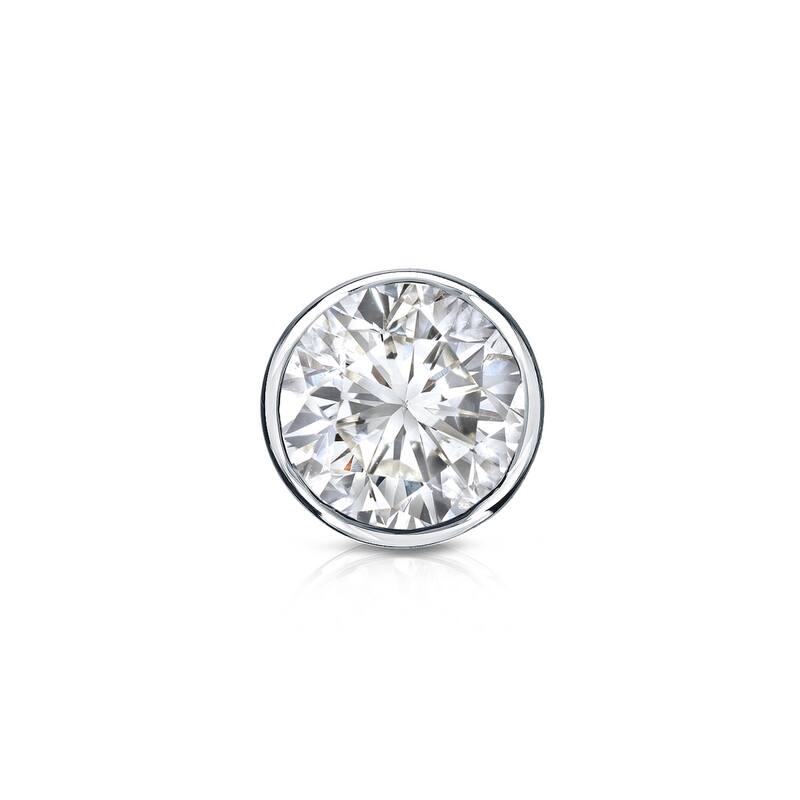Auriya 14k Gold 1/2ct TDW Round Bezel-Set SINGLE STUD (1) Diamond Earring