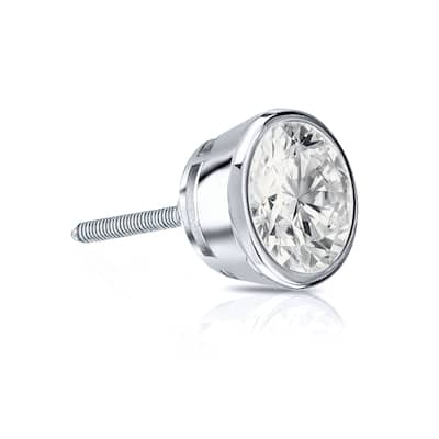 Auriya 14k Gold 1/2ct TDW Bezel-Set Round SINGLE STUD (1) Diamond Earring