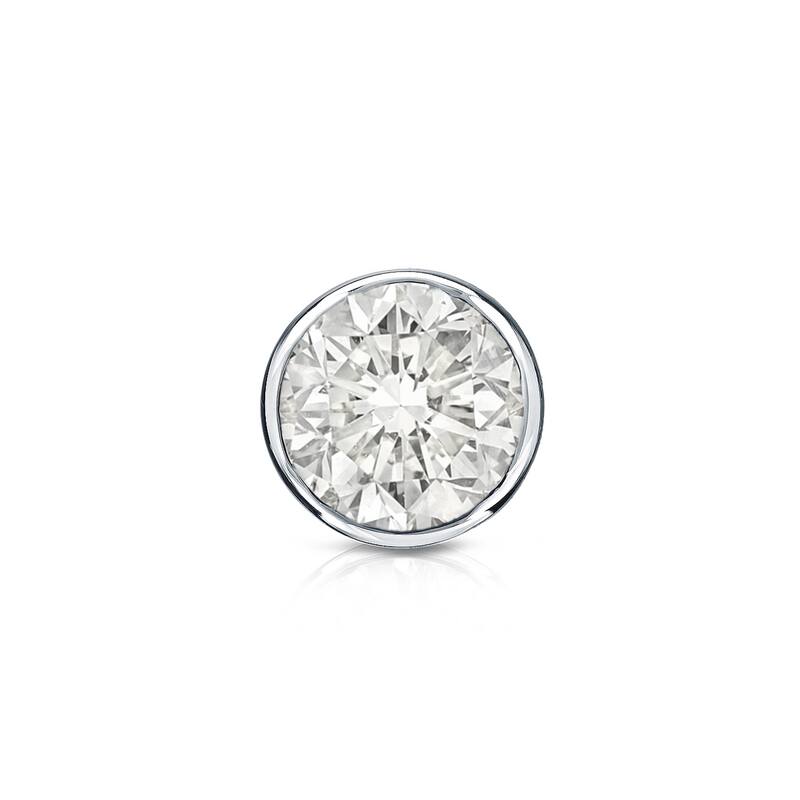Auriya 14k Gold 1/2ct TDW Round Bezel-Set SINGLE STUD (1) Diamond Earring