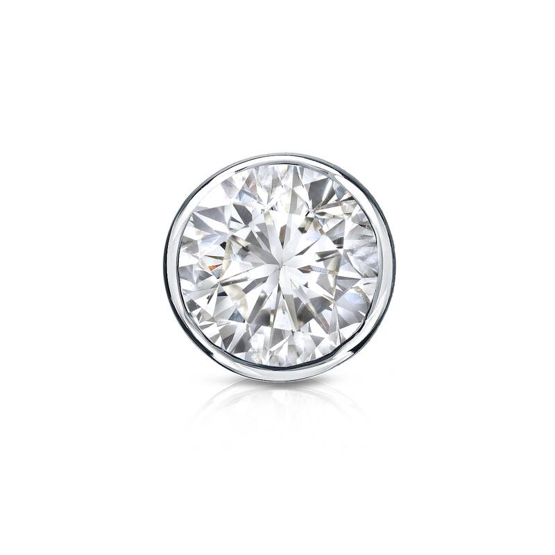 Auriya 14k Gold 3/4ct TDW Round Bezel Set SINGLE STUD (1) Diamond Earring