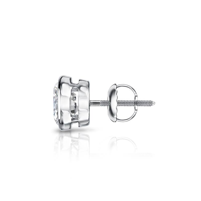 Auriya 14k Gold 3/4ct TDW Round Bezel Set SINGLE STUD (1) Diamond Earring