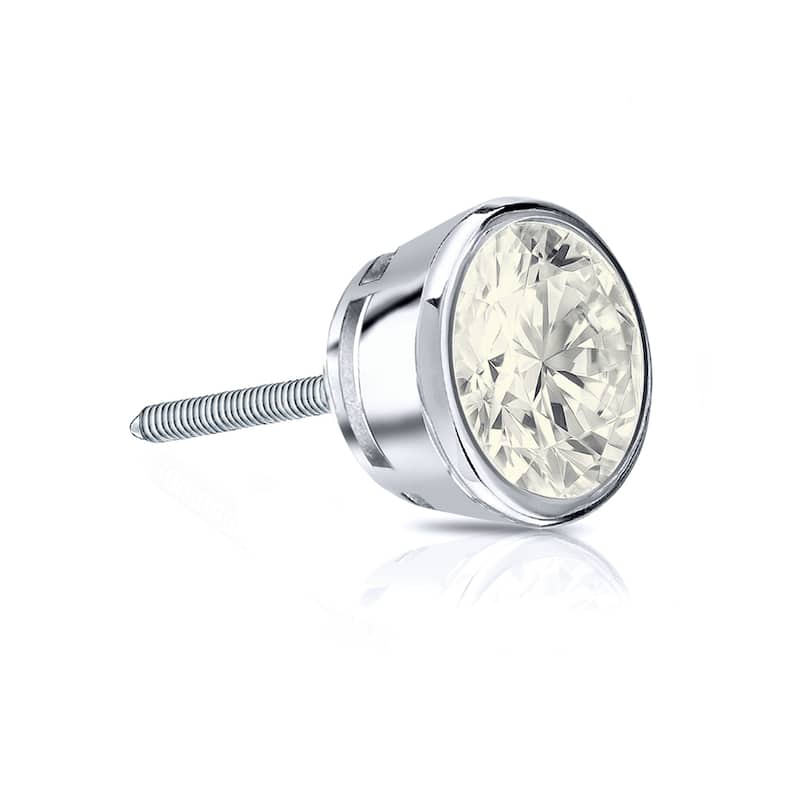 Auriya 1/2ctw Round SINGLE STUD (1) Diamond Earring 14k Gold Bezel-set - White