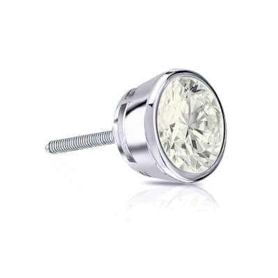 Auriya 1/2ctw Round SINGLE STUD (1) Diamond Earring 14k Gold Bezel-set